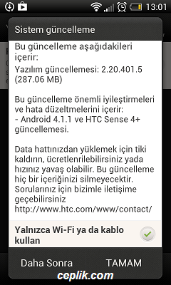 HTC Desire X yazılım güncelleme android 4.1.1