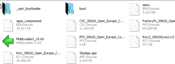 s5620 türkçe yazılım dosyaları