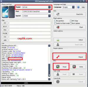 samsung n7100 z3x box android 4.4.2 kitkat imei repair