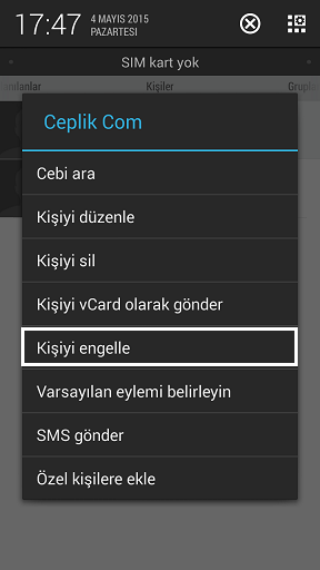 Android Telefonlarda Numara Engelleme